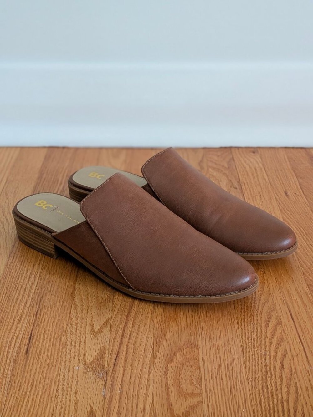 Brown Vegan Leather Slip-On Mules